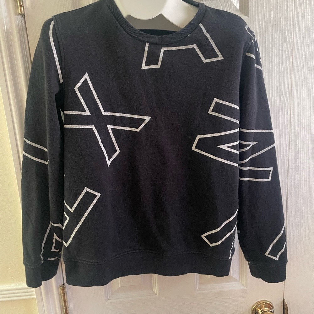 Armani Exchange Black Crewneck Sweater with White Graphics